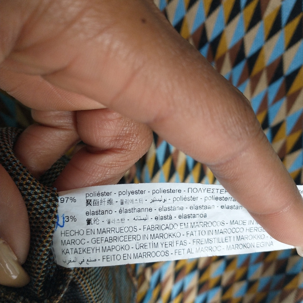 Women's blue, brown, black, tan printed Zara dress - Picture 11 of 11